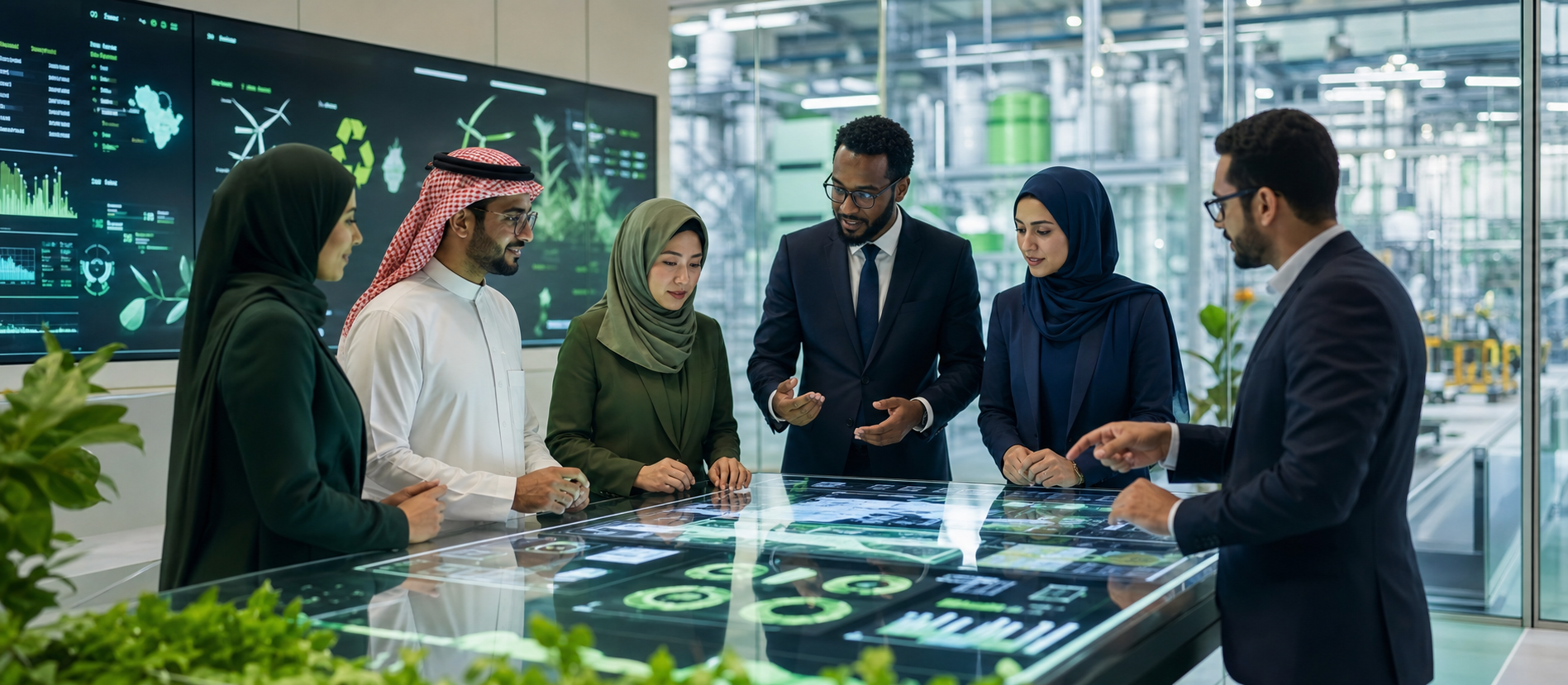 Diverse Sustintel team collaborating on industrial AI and sustainability systems